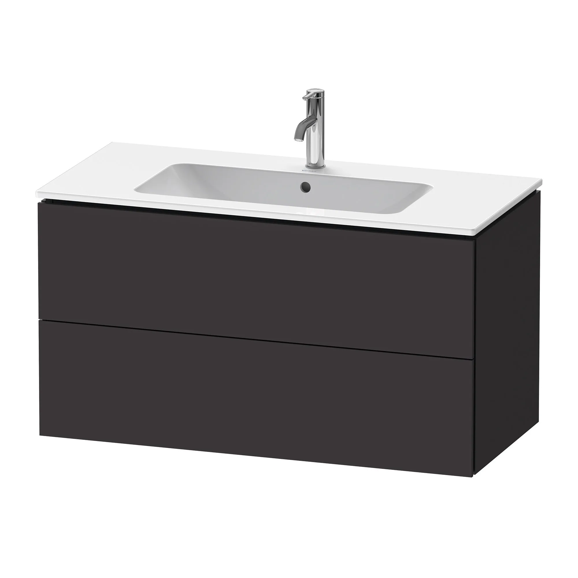 Duravit L-Cube Wall Mounted 2-Drawer Vanity Unit With Ceramic Basin - Graphite Super Matt