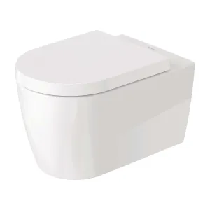Duravit ME by Starck Rimless Wall Hung WC Pan With Soft Close Toilet Seat - Gloss White