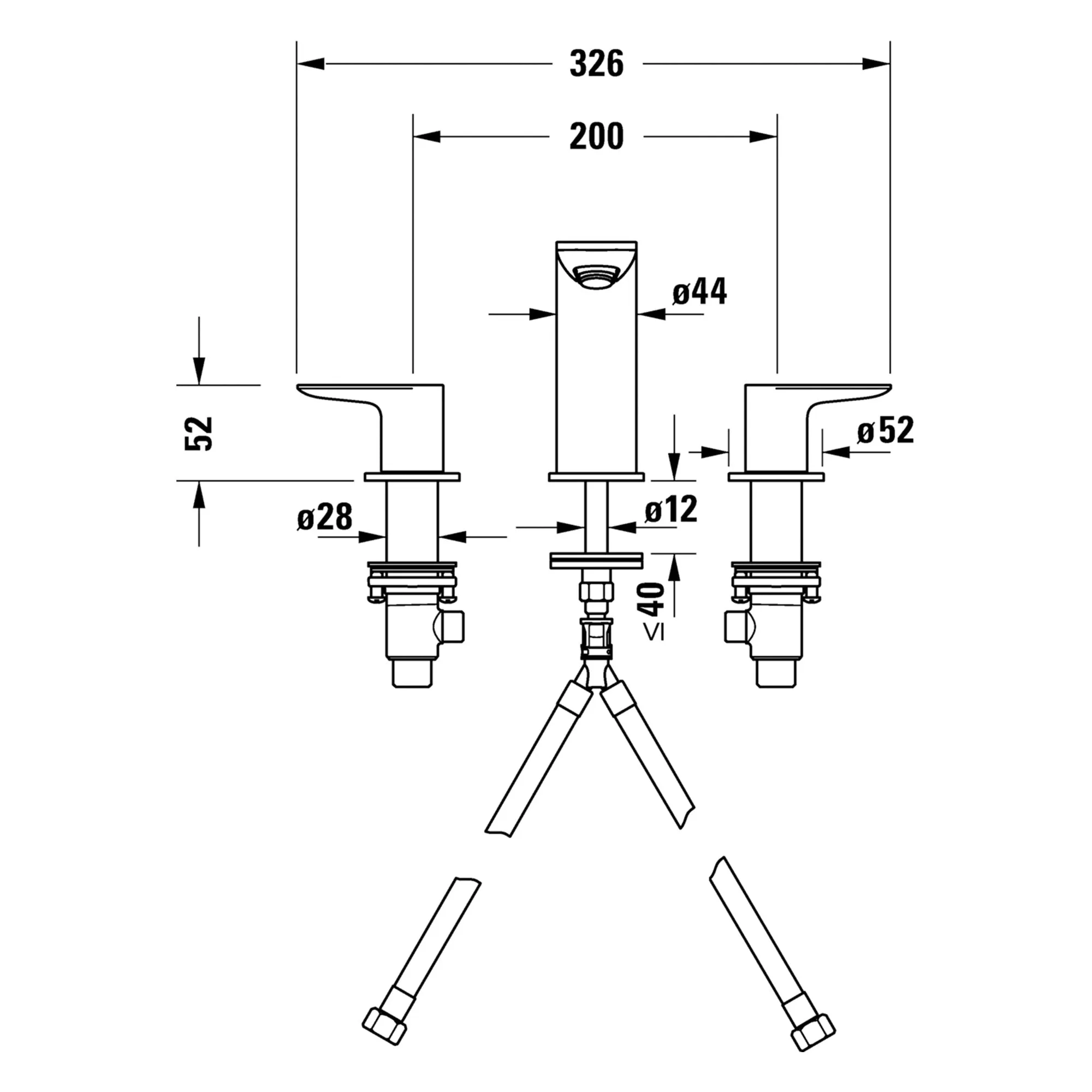 Duravit Wave 3 Hole Deck Mounted Basin Mixer Tap