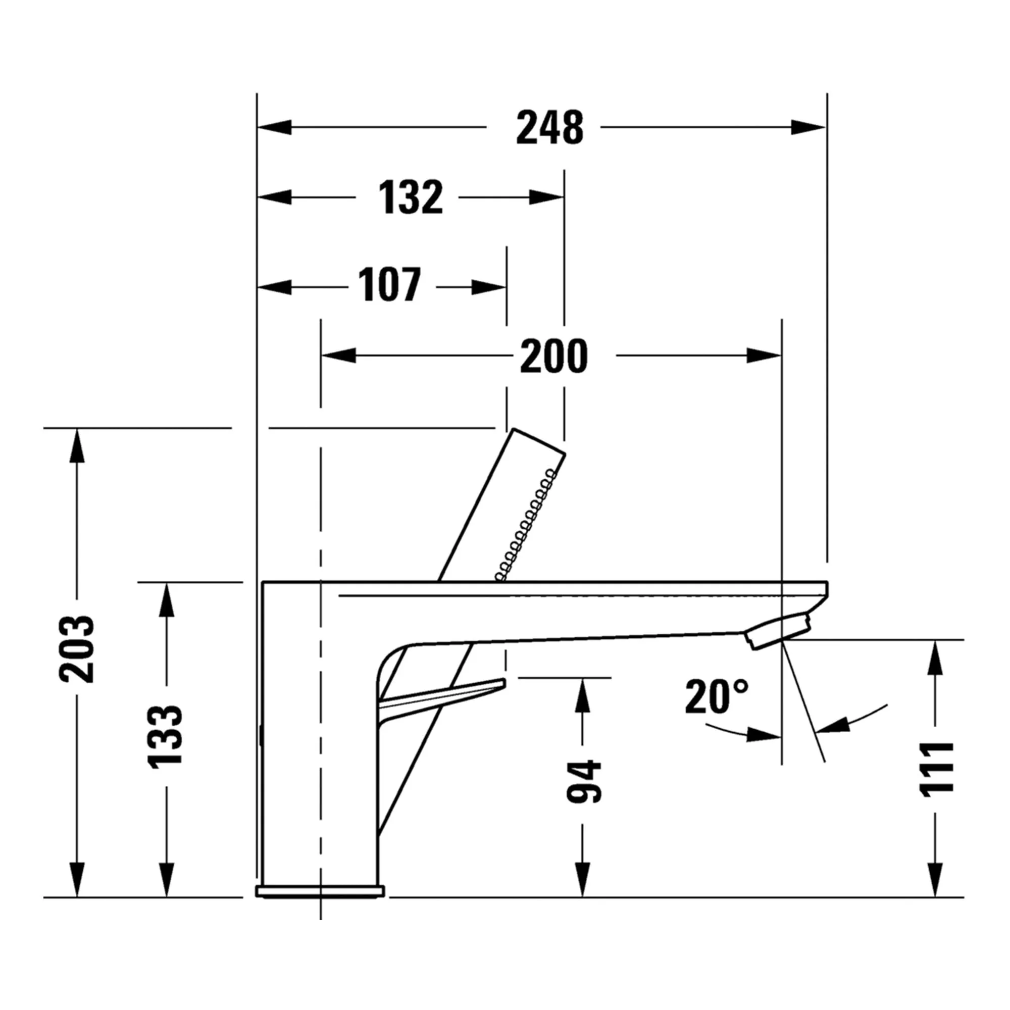 Duravit Wave 3 Hole Deck Mounted Bath Mixer with Shower Handset