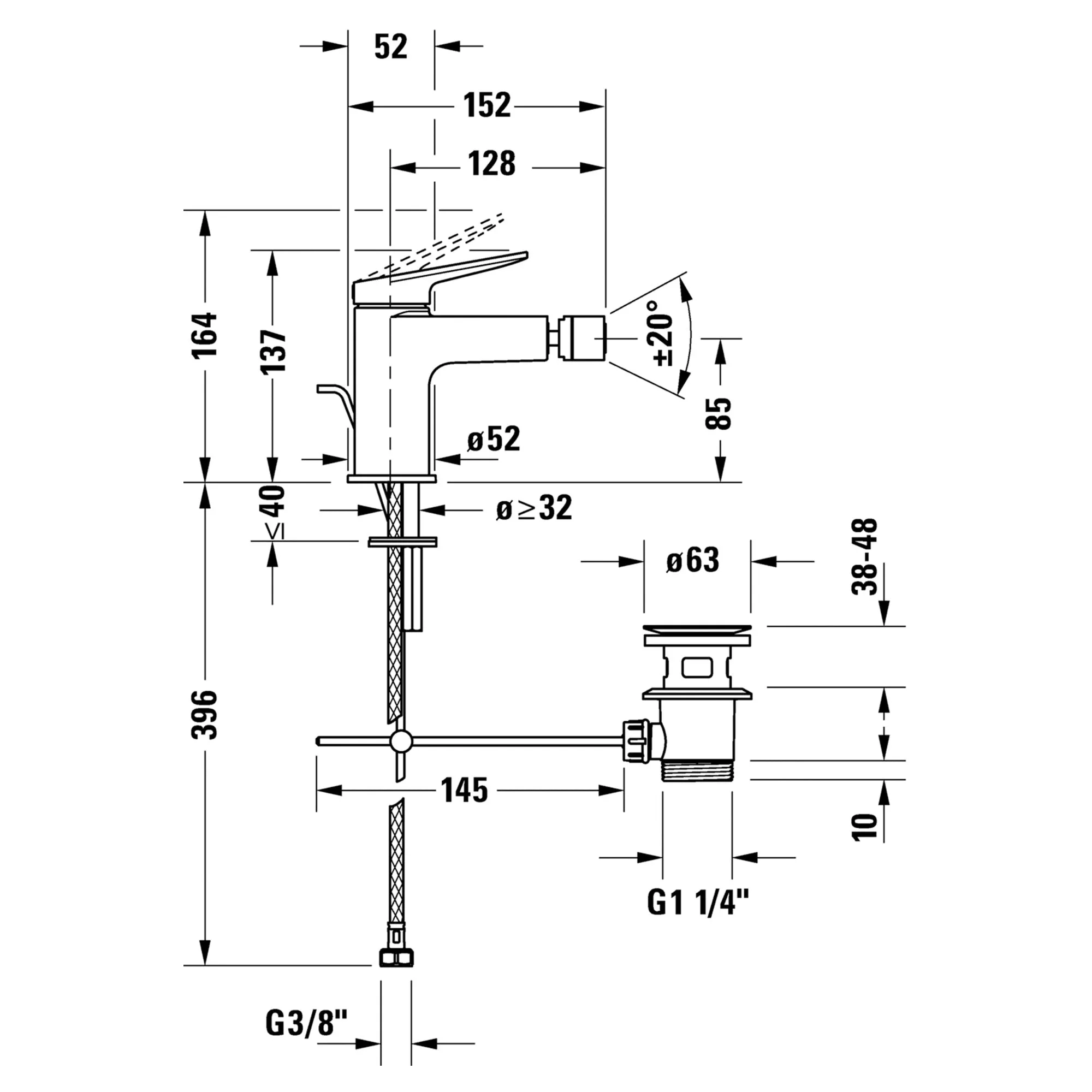 Duravit Wave Single Lever Bidet Mixer Tap