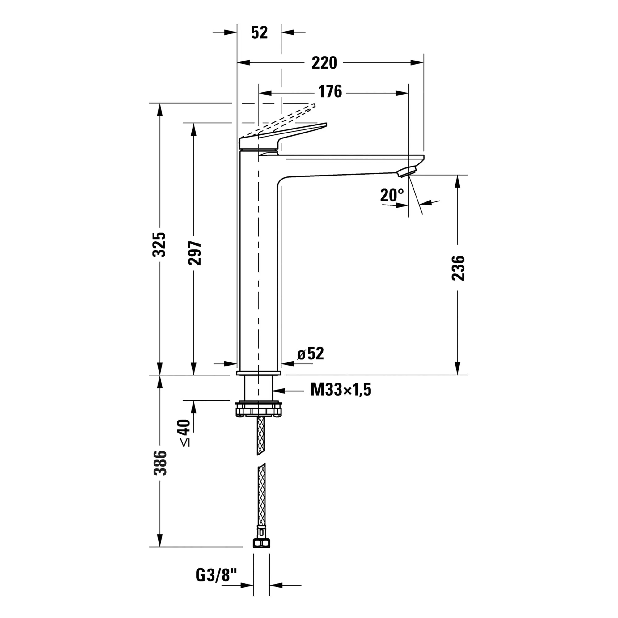 Duravit Wave Tall Single Lever Basin Mixer Tap