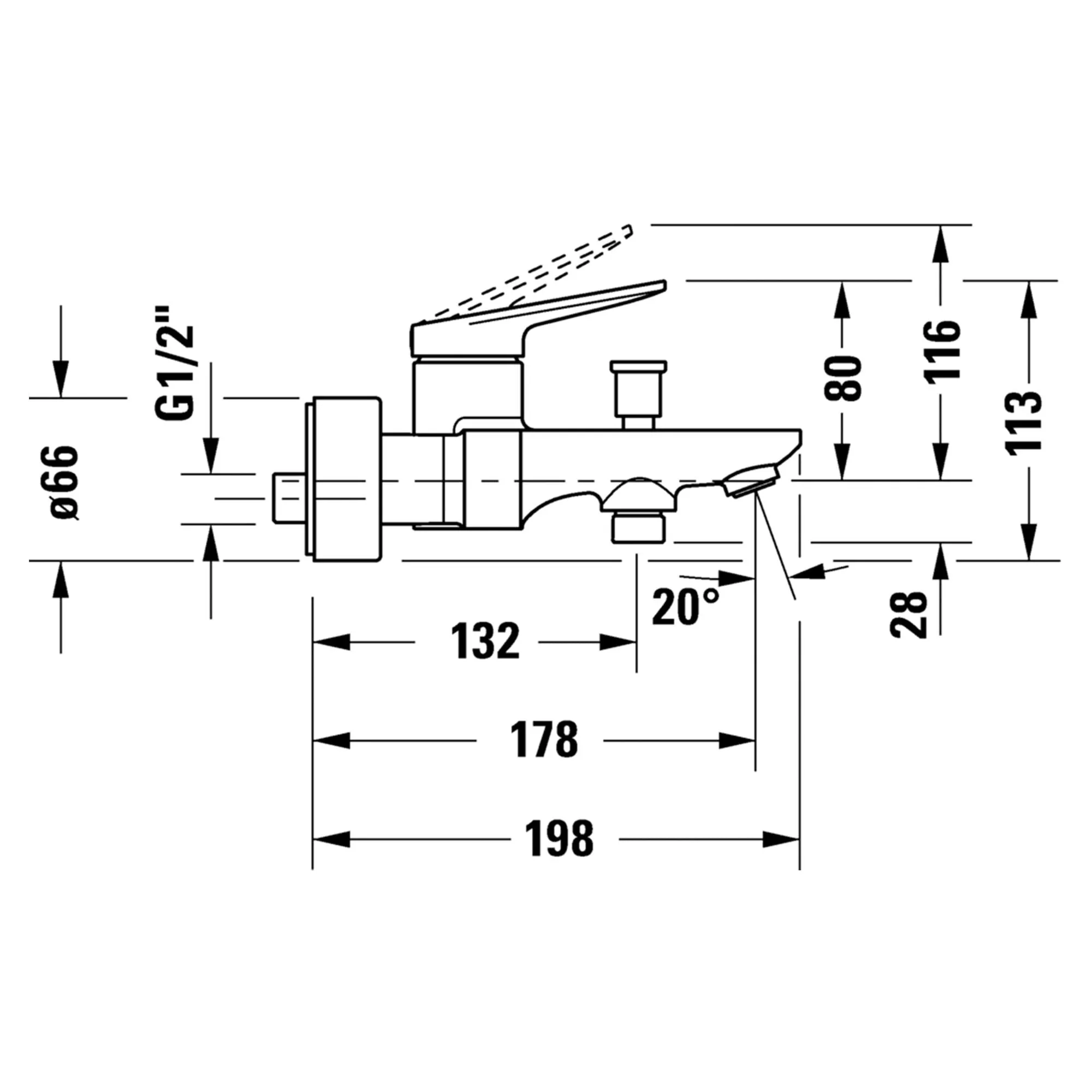 Duravit Wave Wall Mounted Bath Mixer Tap
