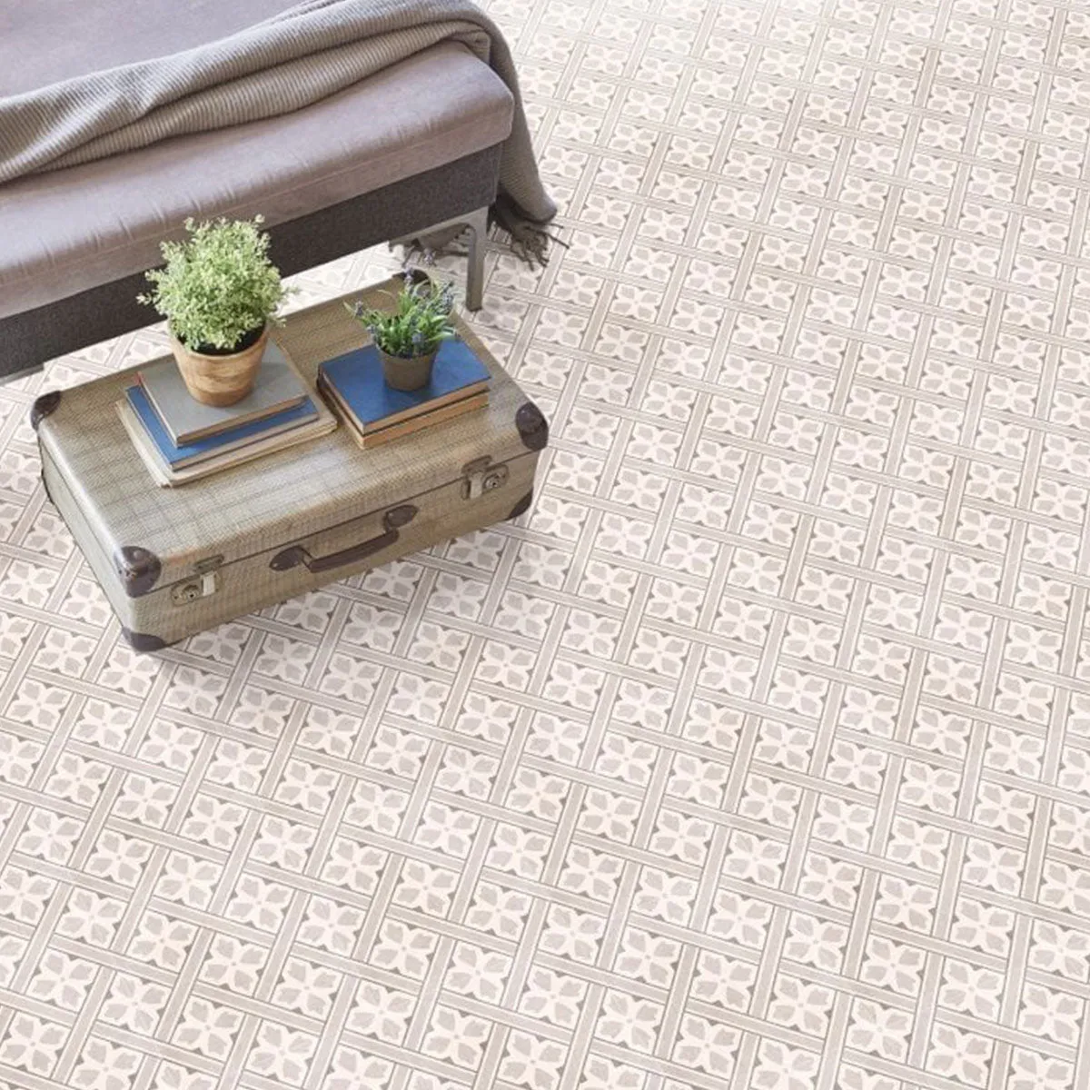 Durham Beige Patterned Porcelain Tile 45x45cm Matt