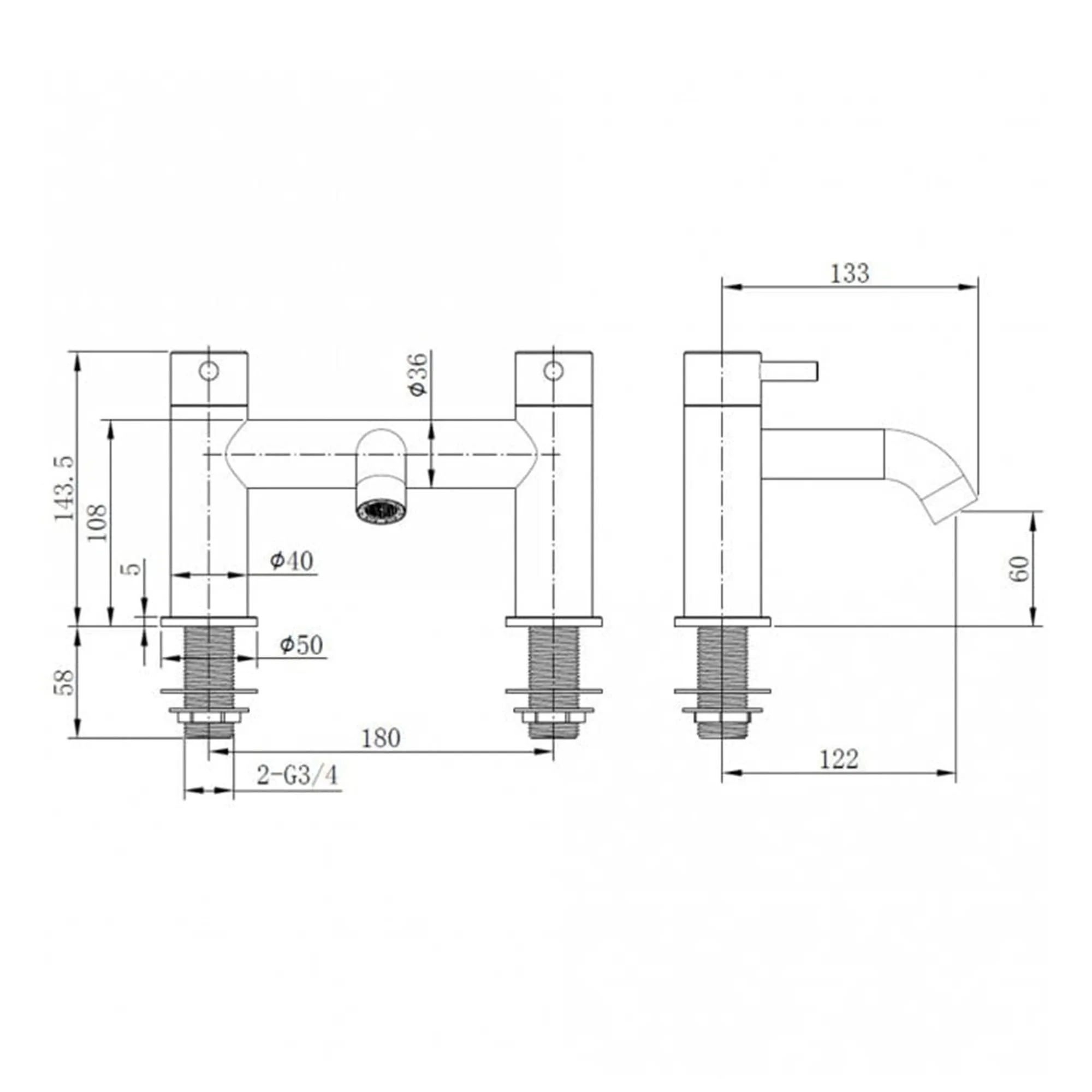 Elliot Round Deck Mounted Bath Filler