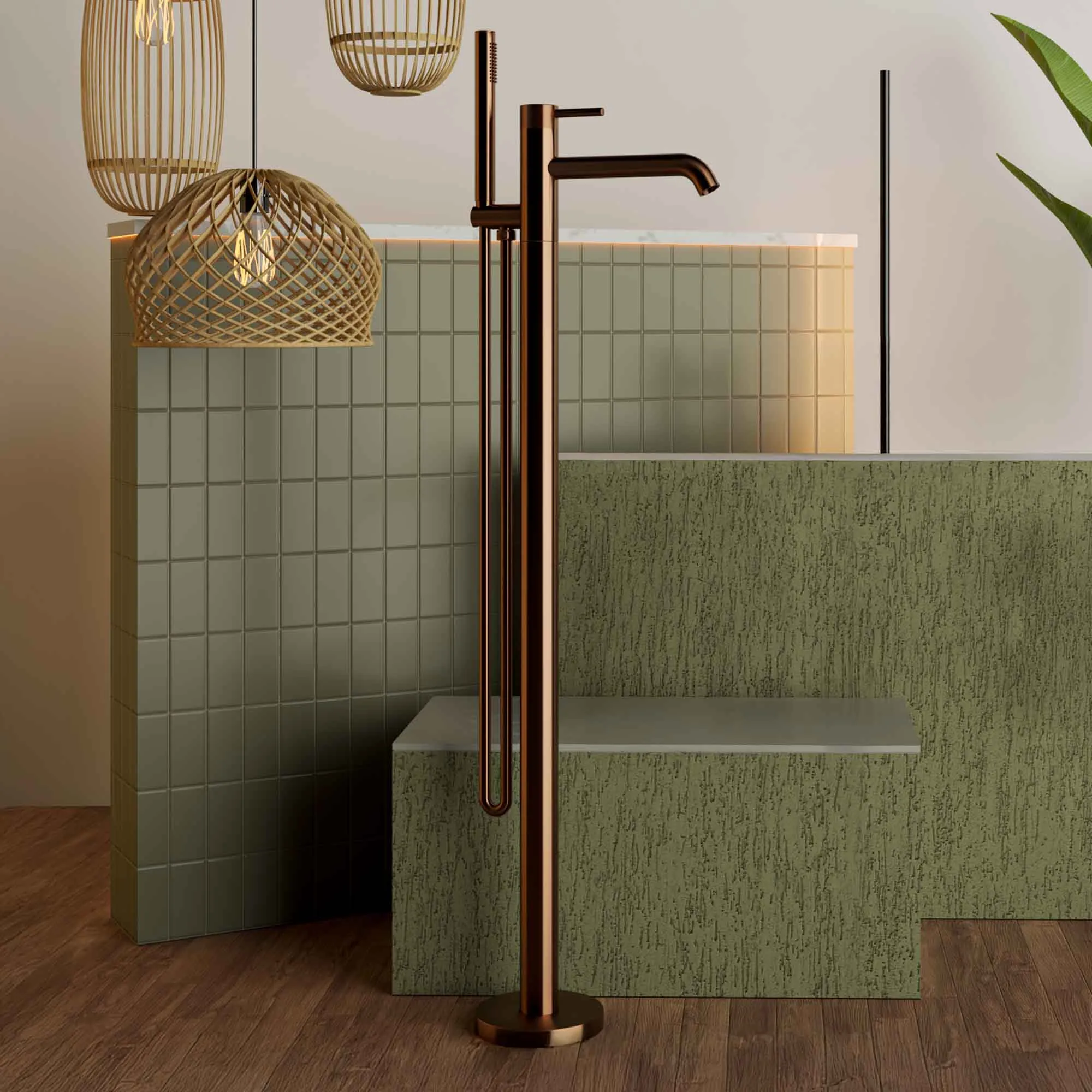 Elliot Round Floorstanding Bath Shower Mixer With Handset