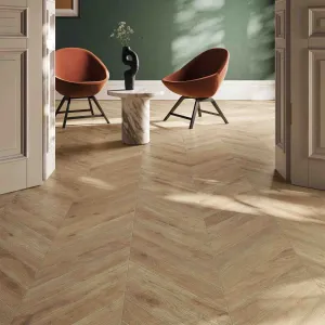 Essence Taupe Chevron Wood-Effect Porcelain Tile 9x50cm Matt