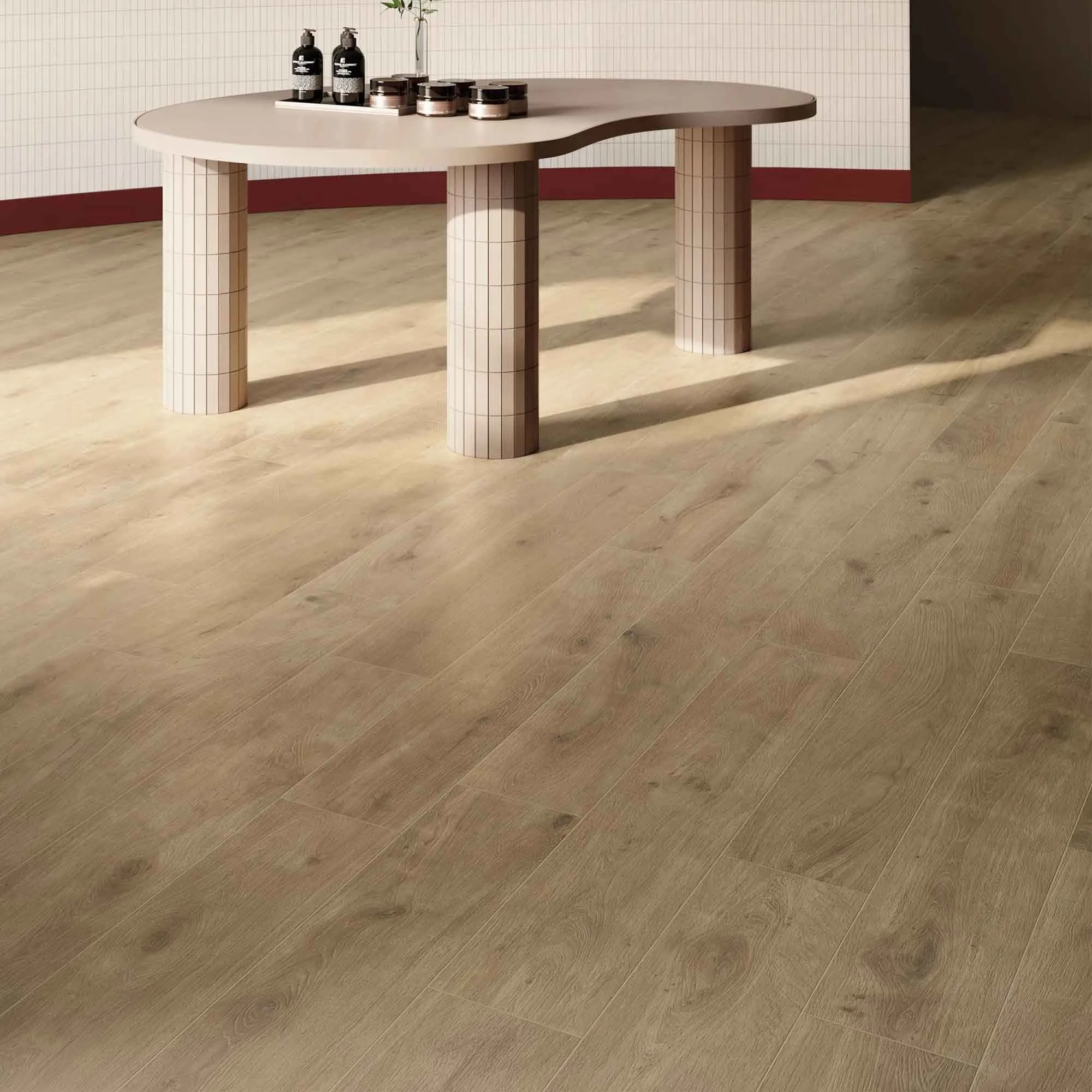 Essence Taupe Wood-Effect Porcelain Tile 20x120cm Matt