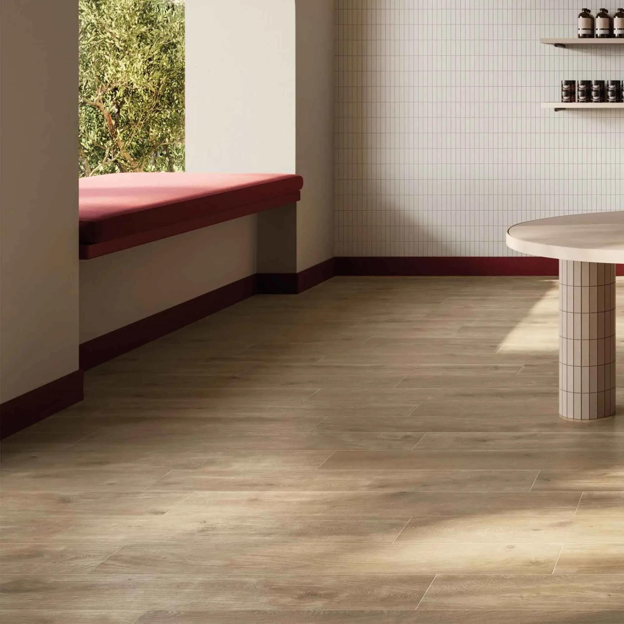 Essence Taupe Wood-Effect Porcelain Tile 20x120cm Matt