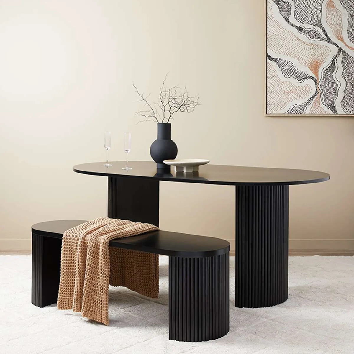 Eve 6 Seater Dining Table - Black Mocka