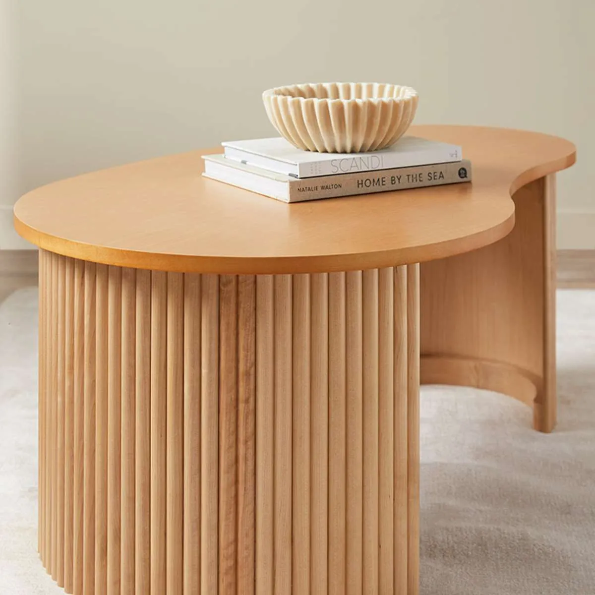 Eve Pebble Shaped Coffee Table - Birch Mocka