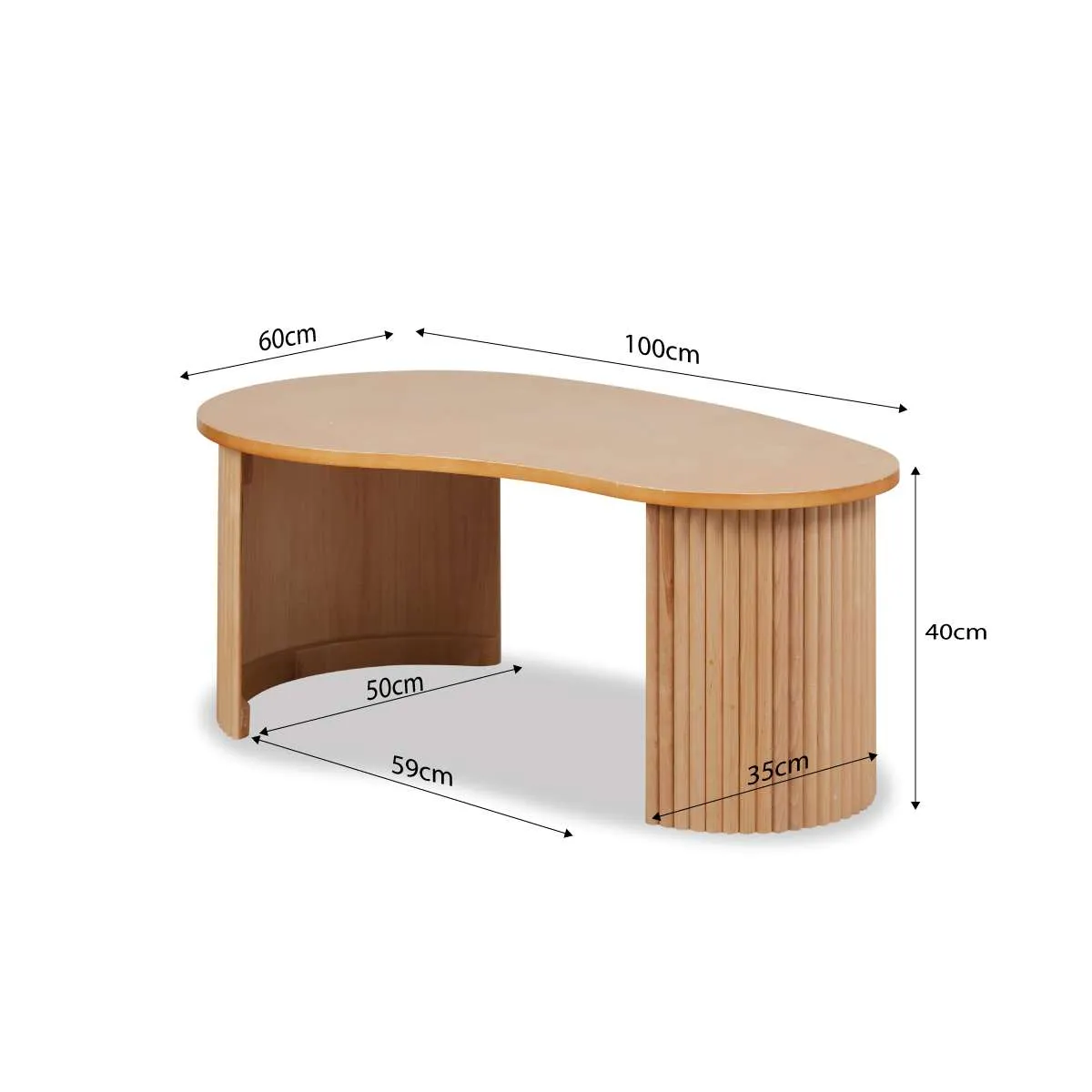 Eve Pebble Shaped Coffee Table - Birch Mocka