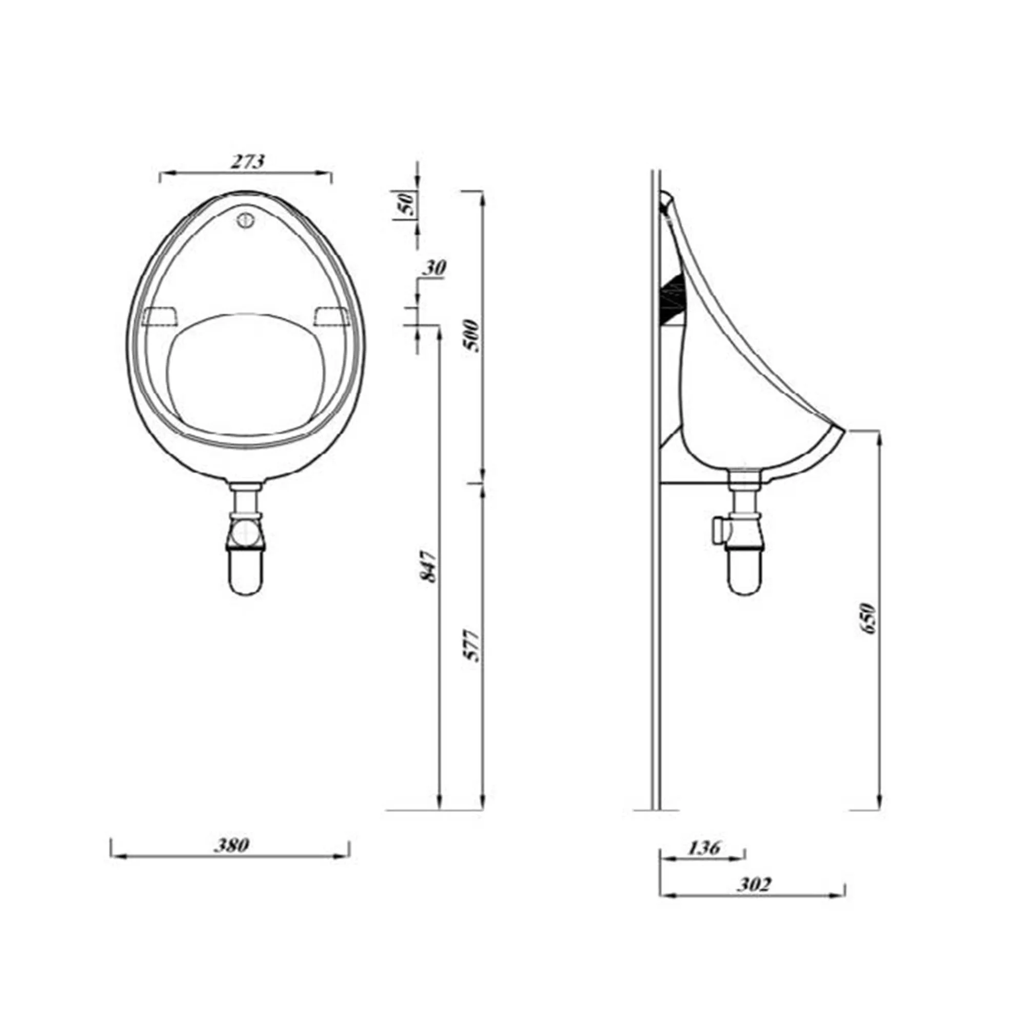 Exposed Urinal Pack with 2 x 500mm Top Inlet Urinal Bowls with 9L Ceramic Cistern - Gloss White