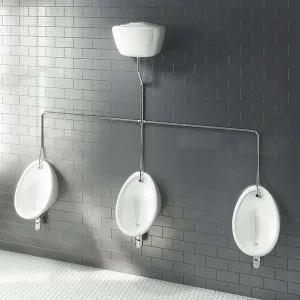 Exposed Urinal Pack with 3 x 500mm Top Inlet Urinal Bowls with 9L Ceramic Cistern - Gloss White