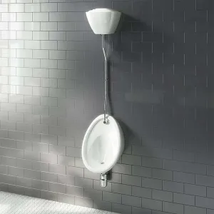 Exposed Urinal Pack with 500mm Top Inlet Urinal Bowl and 9L Ceramic Cistern - Gloss White