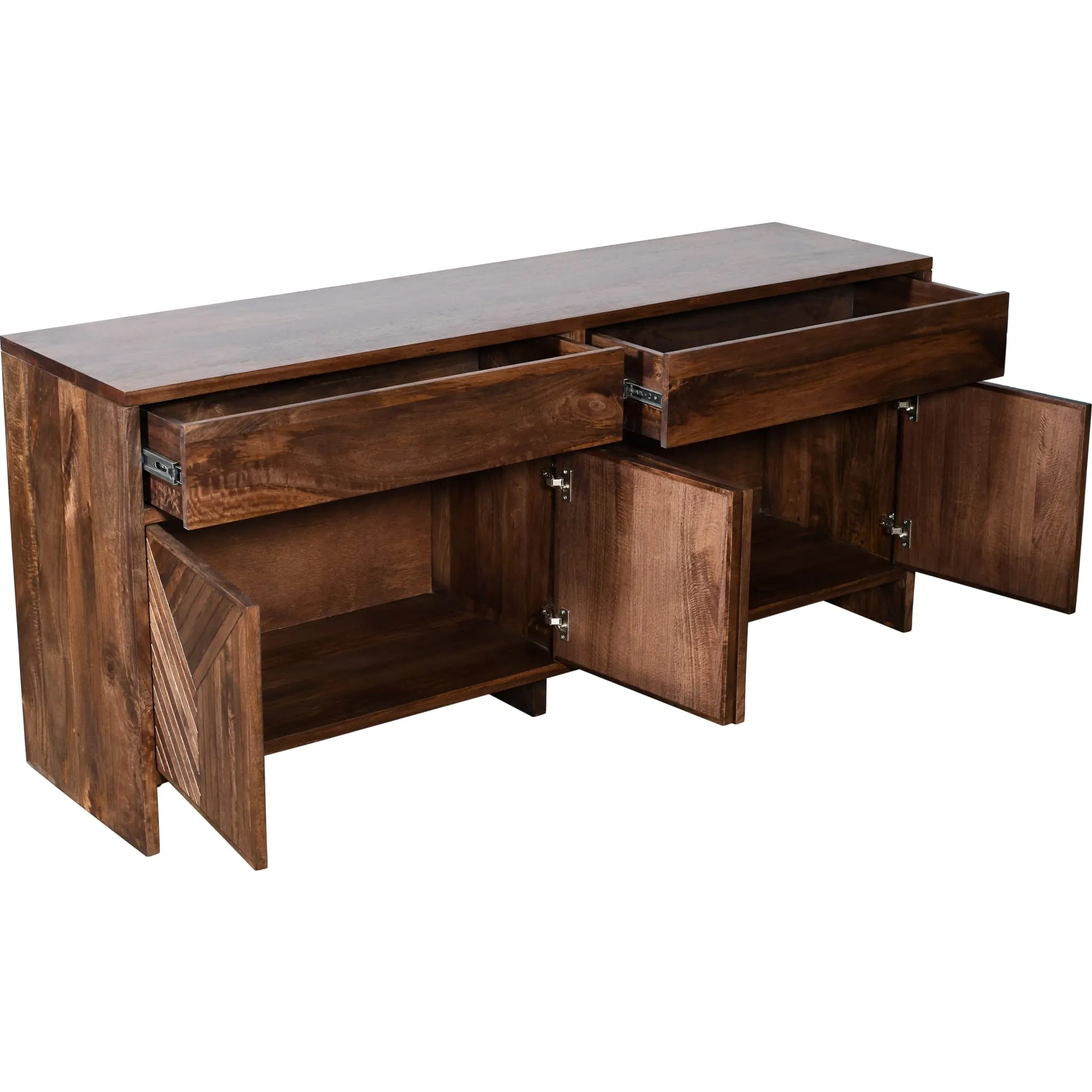 Fevano Four Door Two Drawer Solid Wood Sideboard in Smoked Brown Modus