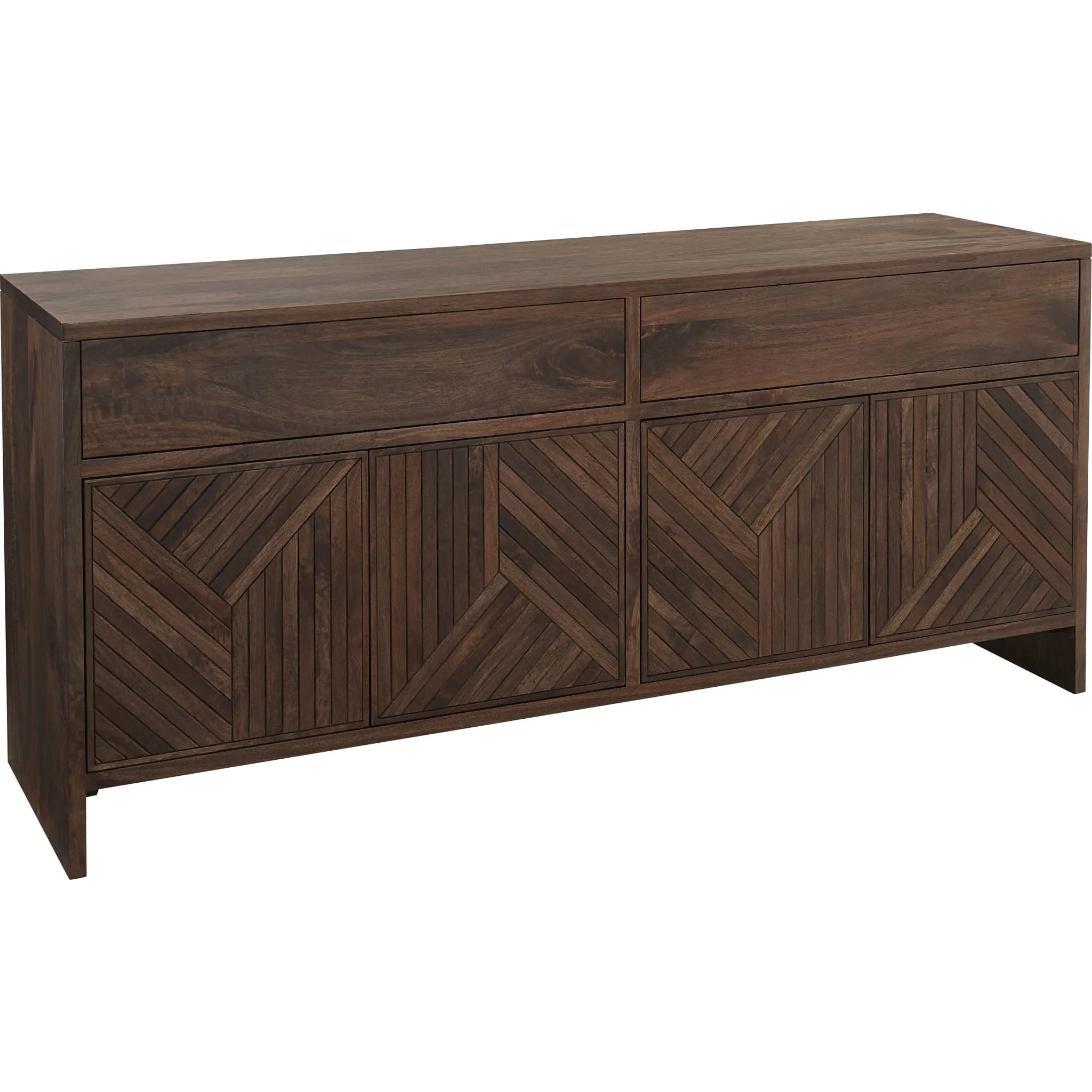 Fevano Four Door Two Drawer Solid Wood Sideboard in Smoked Brown Modus