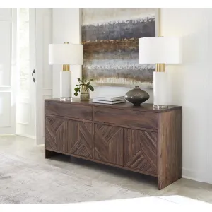 Fevano Four Door Two Drawer Solid Wood Sideboard in Smoked Brown Modus