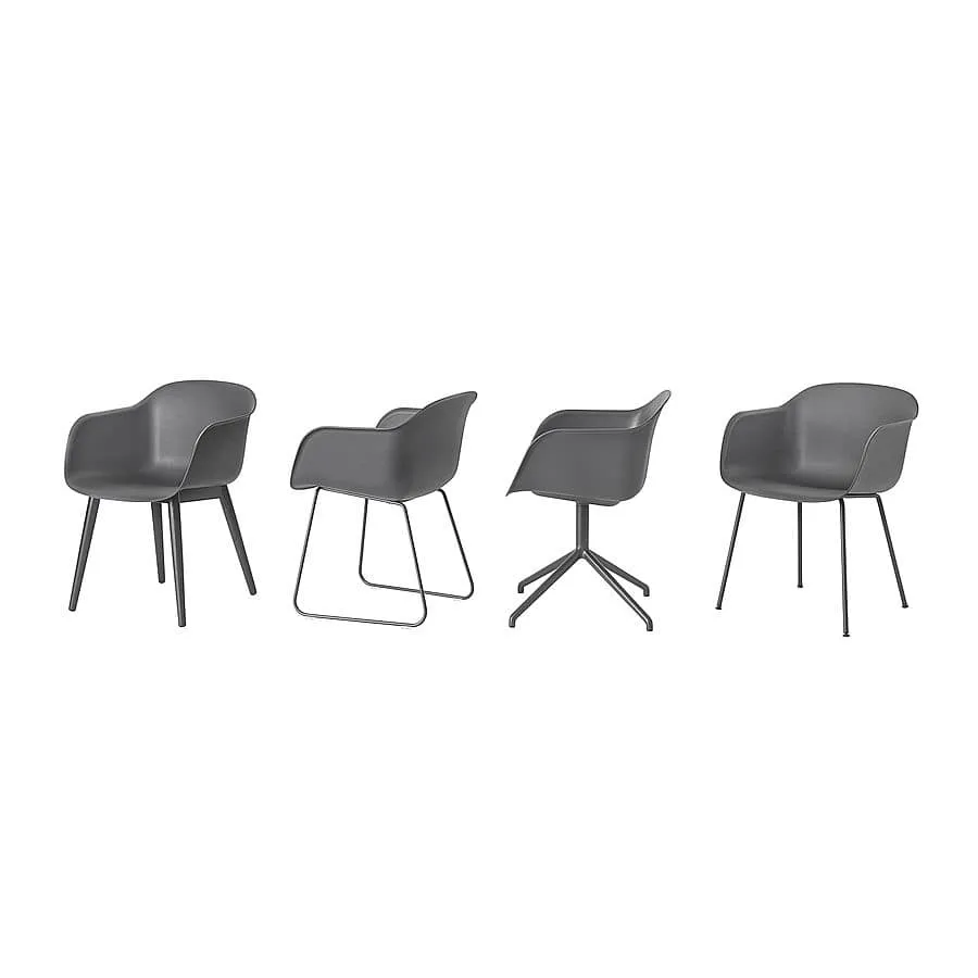 Fiber Arm Chair, Tube Base, Grey/Grey