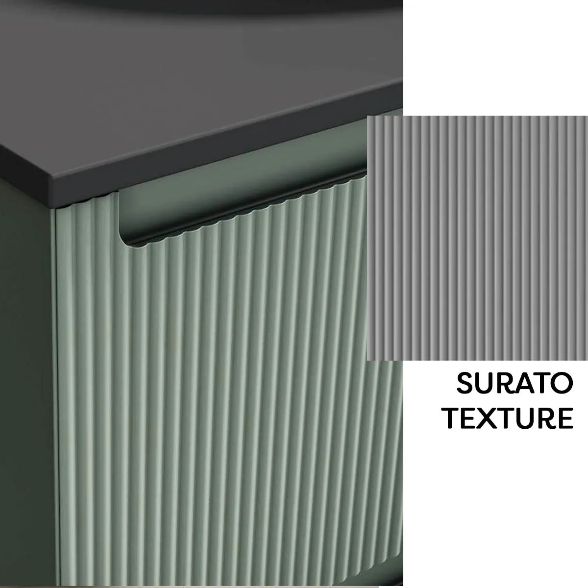 Fiora Synergy Designer Wall Mounted 1-Drawer Vanity Unit with Pietra Gris Top and Built-In Basin