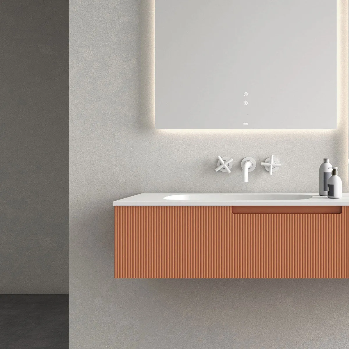 Fiora Synergy Designer Wall Mounted 1-Drawer Vanity Unit with Single Tap Hole Ceramic Basin