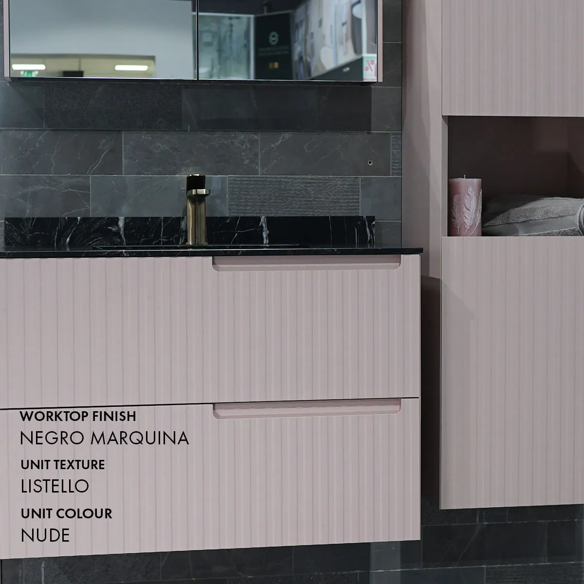 Fiora Synergy Designer Wall Mounted 2-Drawer Vanity Unit with Blanco Carrara Top and Built-In Basin