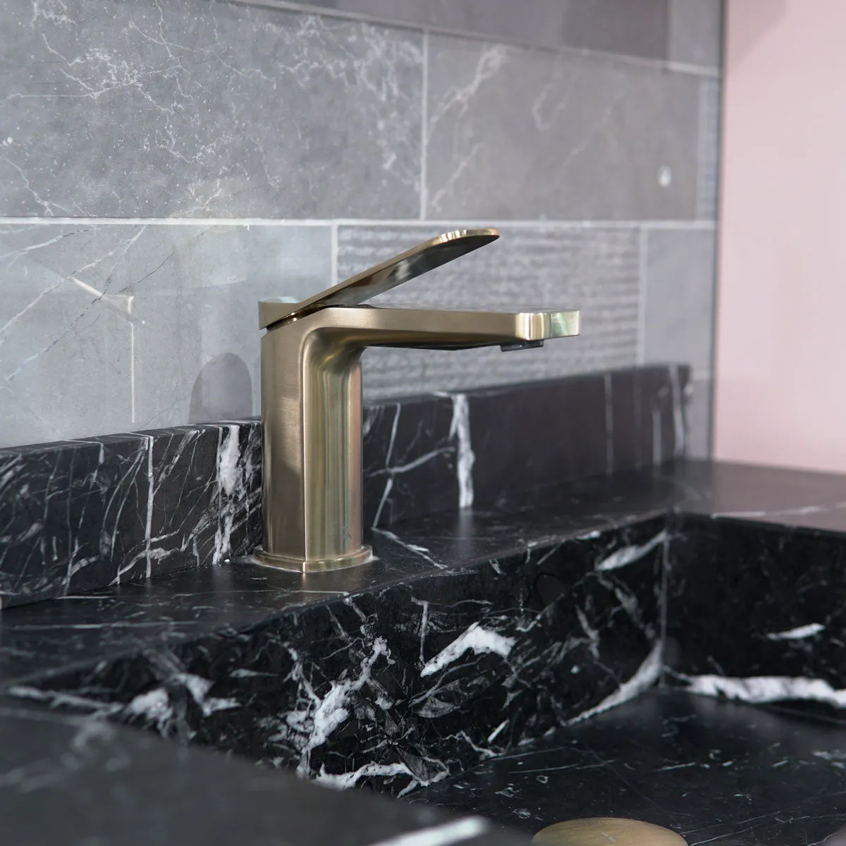 Fiora Synergy Designer Wall Mounted 2-Drawer Vanity Unit with Blanco Carrara Top and Built-In Basin