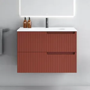Fiora Synergy Designer Wall Mounted 2-Drawer Vanity Unit with Ceramic Basin