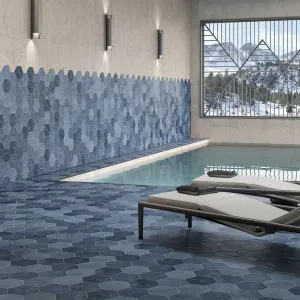 Fiori Azul Hexagonal Porcelain Tile 23x27cm Matt