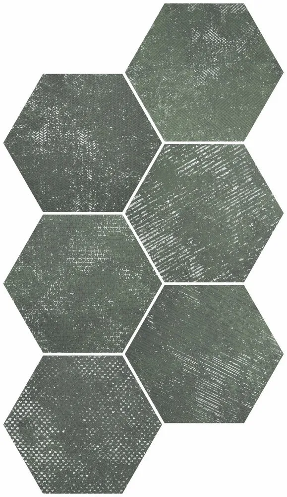 Fiori Esmeralda Decor Hexagonal Porcelain Tile 23x27cm Matt