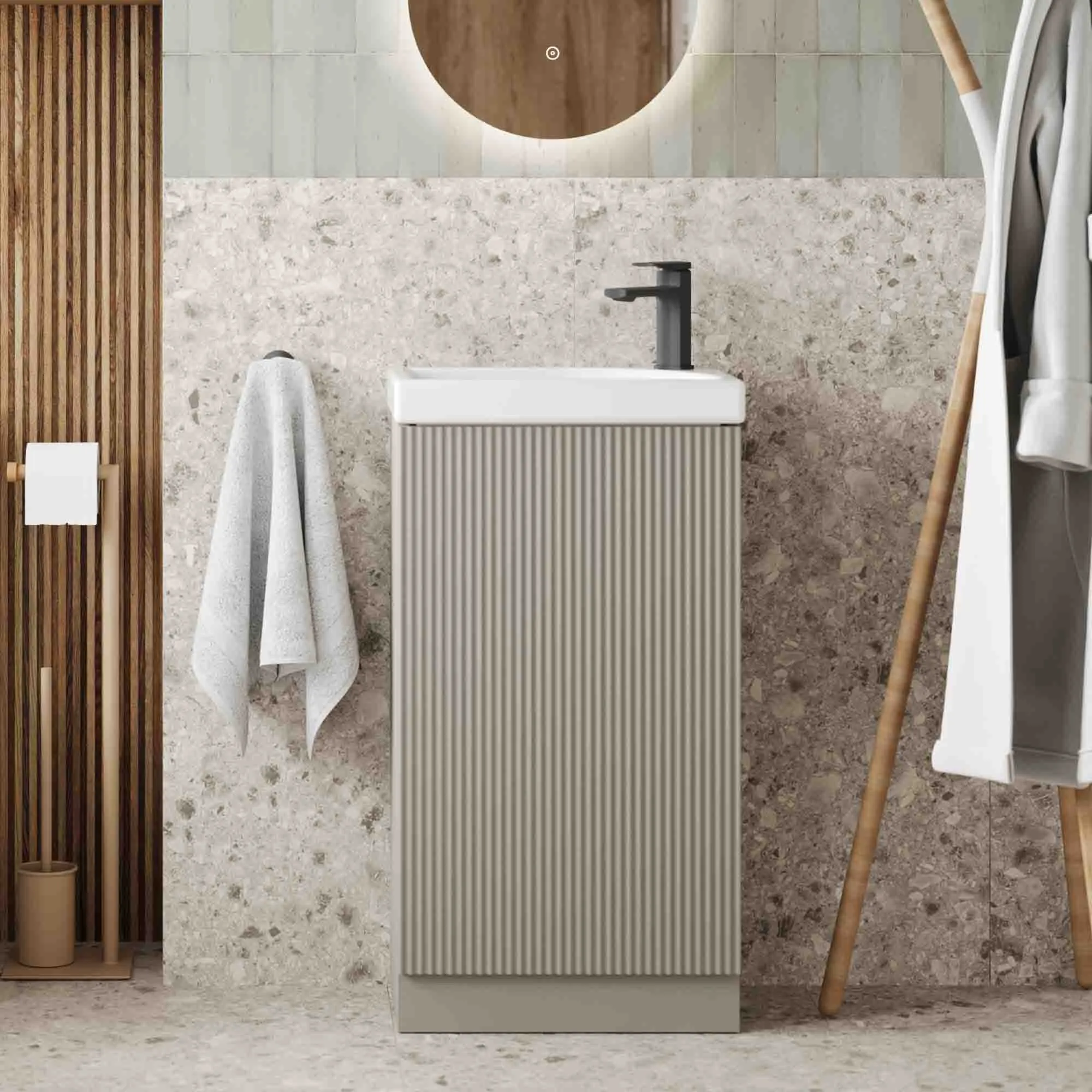 Florence Fluted Floorstanding Cloakroom Vanity Unit With Ceramic Basin