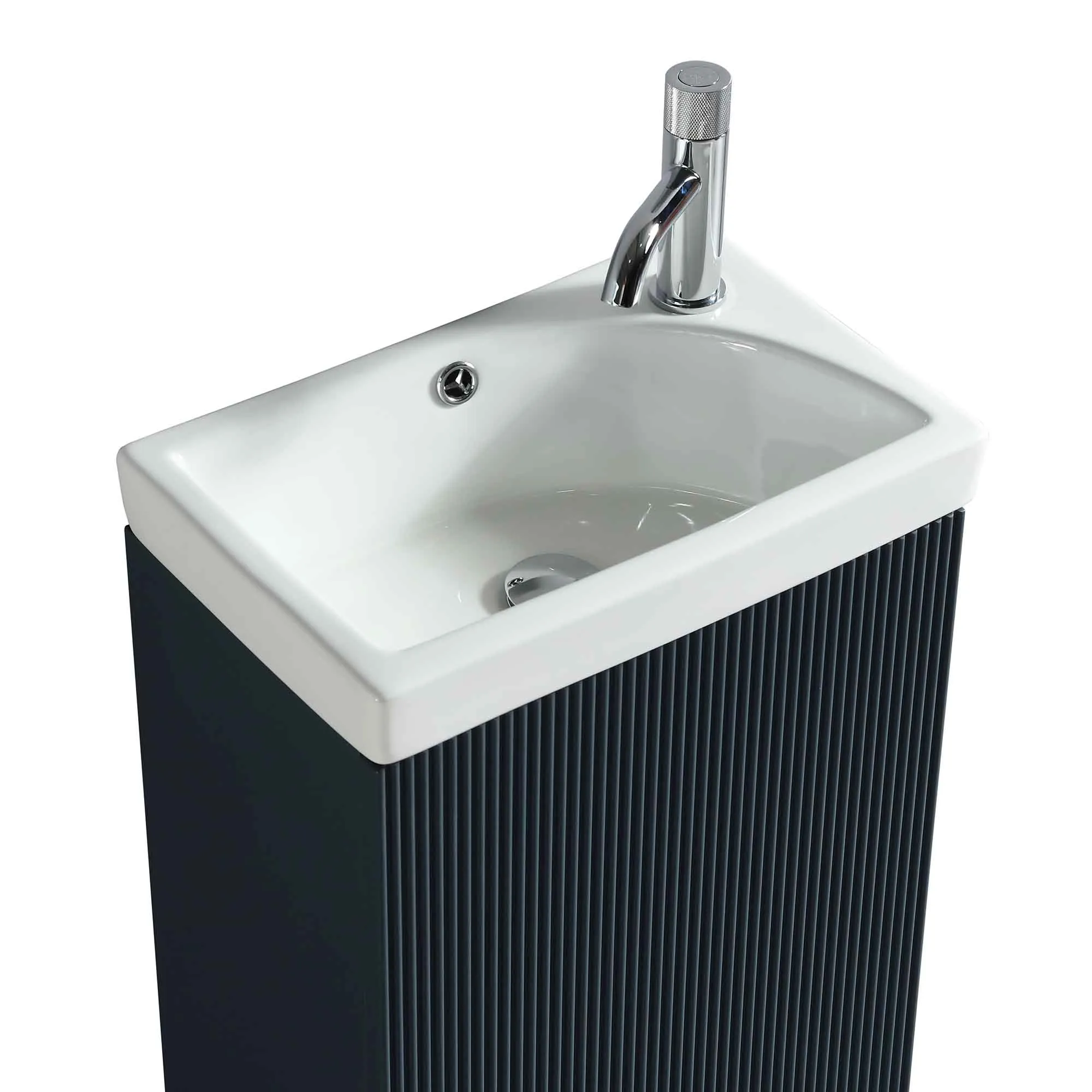 Florence Fluted Floorstanding Cloakroom Vanity Unit With Ceramic Basin