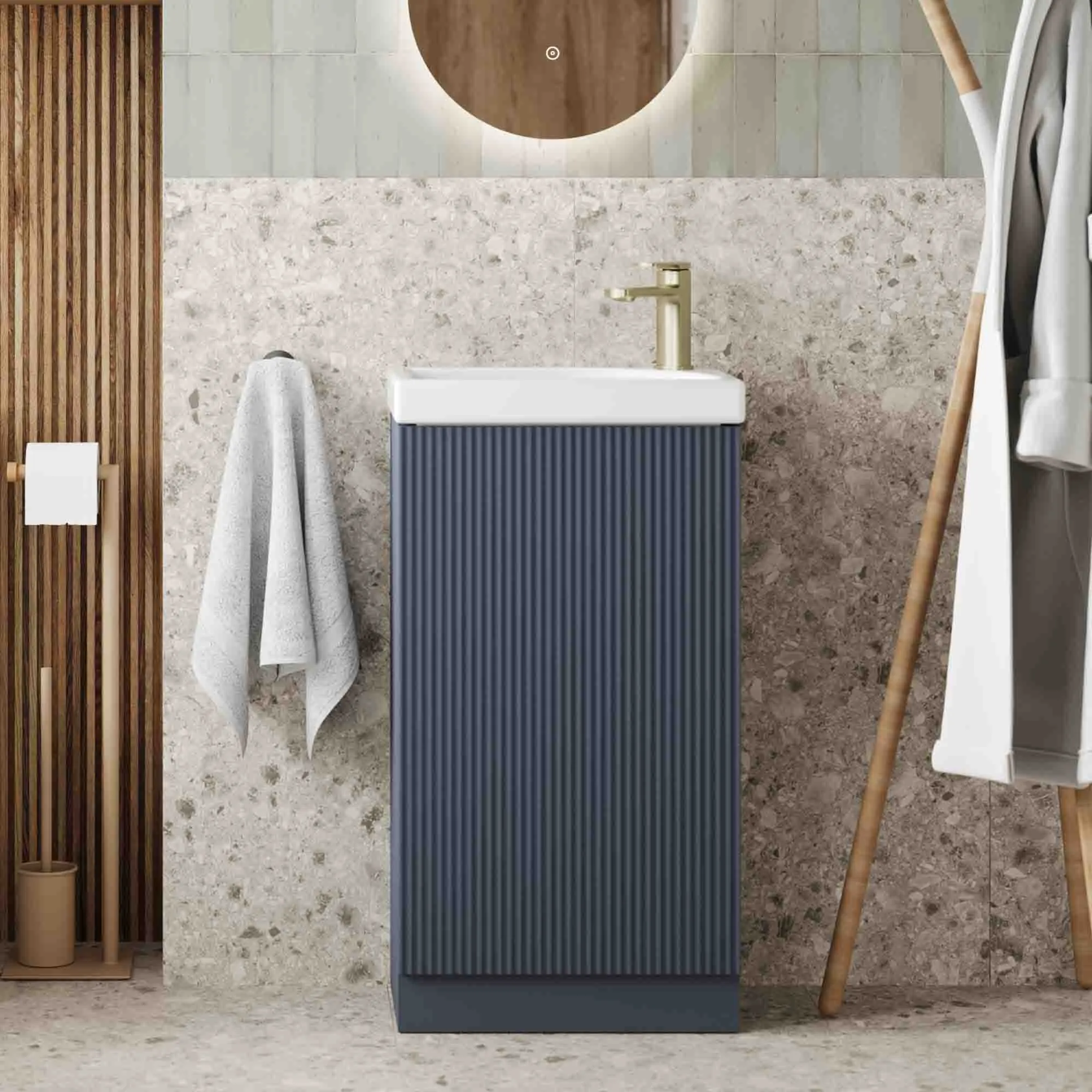 Florence Fluted Floorstanding Cloakroom Vanity Unit With Ceramic Basin