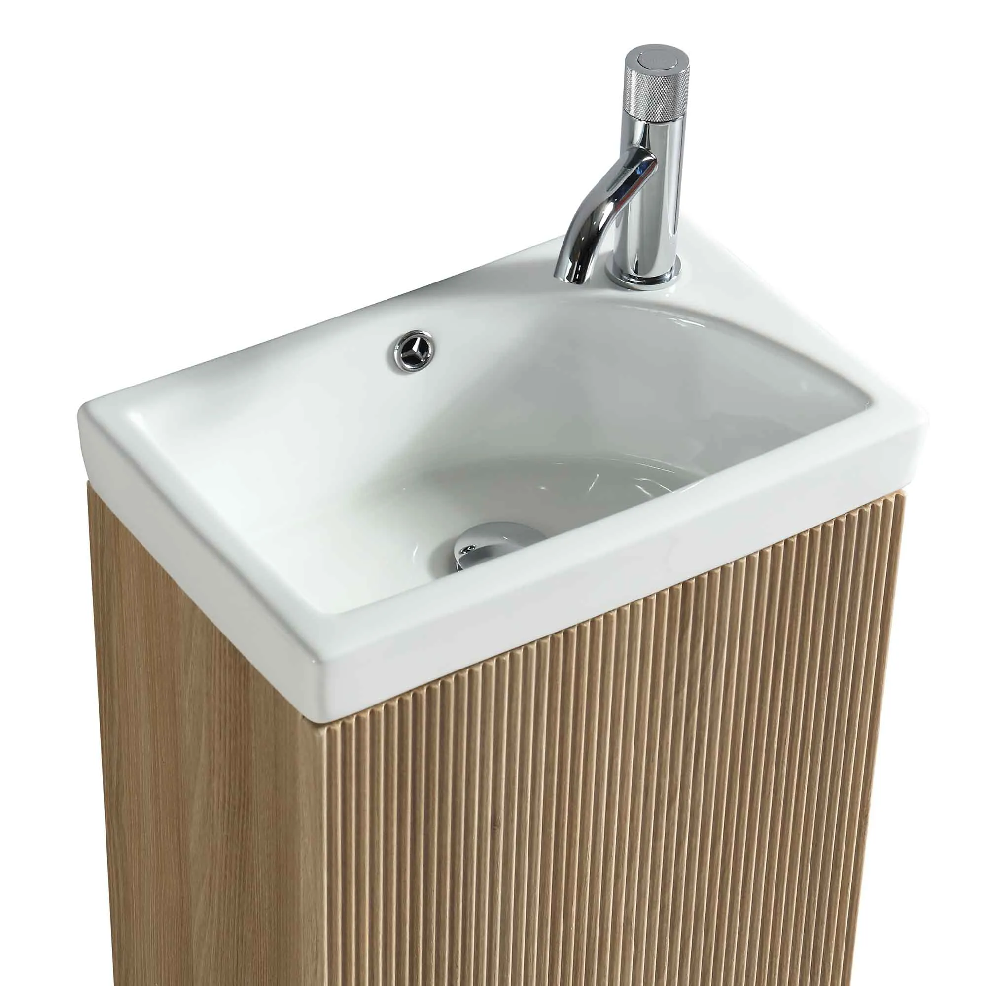 Florence Fluted Floorstanding Cloakroom Vanity Unit With Ceramic Basin