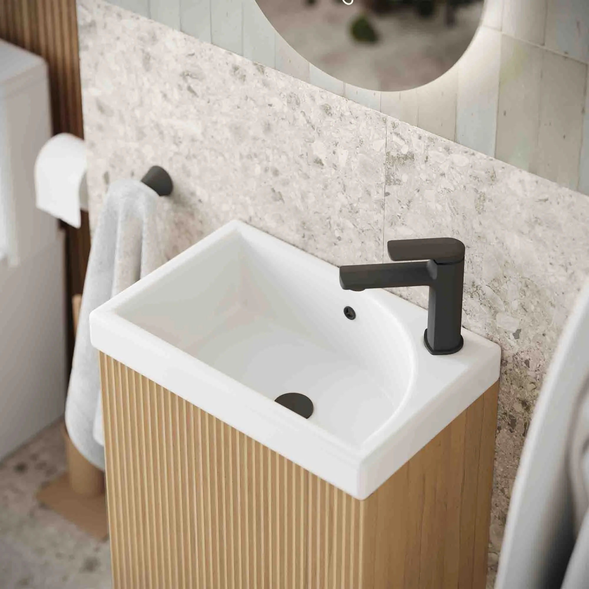 Florence Fluted Floorstanding Cloakroom Vanity Unit With Ceramic Basin