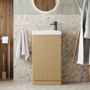 Florence Fluted Floorstanding Cloakroom Vanity Unit With Ceramic Basin