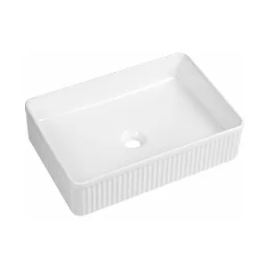 Florence Fluted Rectangular Countertop Basin - Gloss White