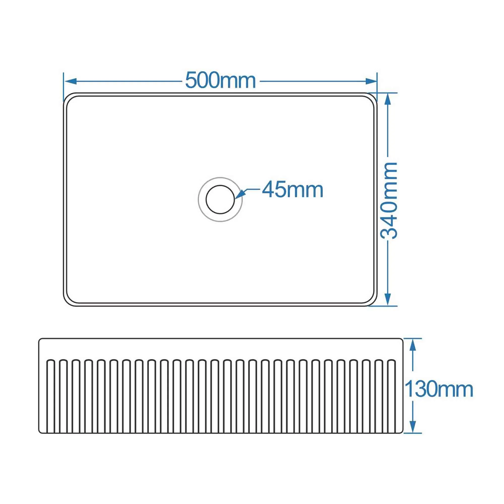 Florence Fluted Rectangular Countertop Basin - Gloss White