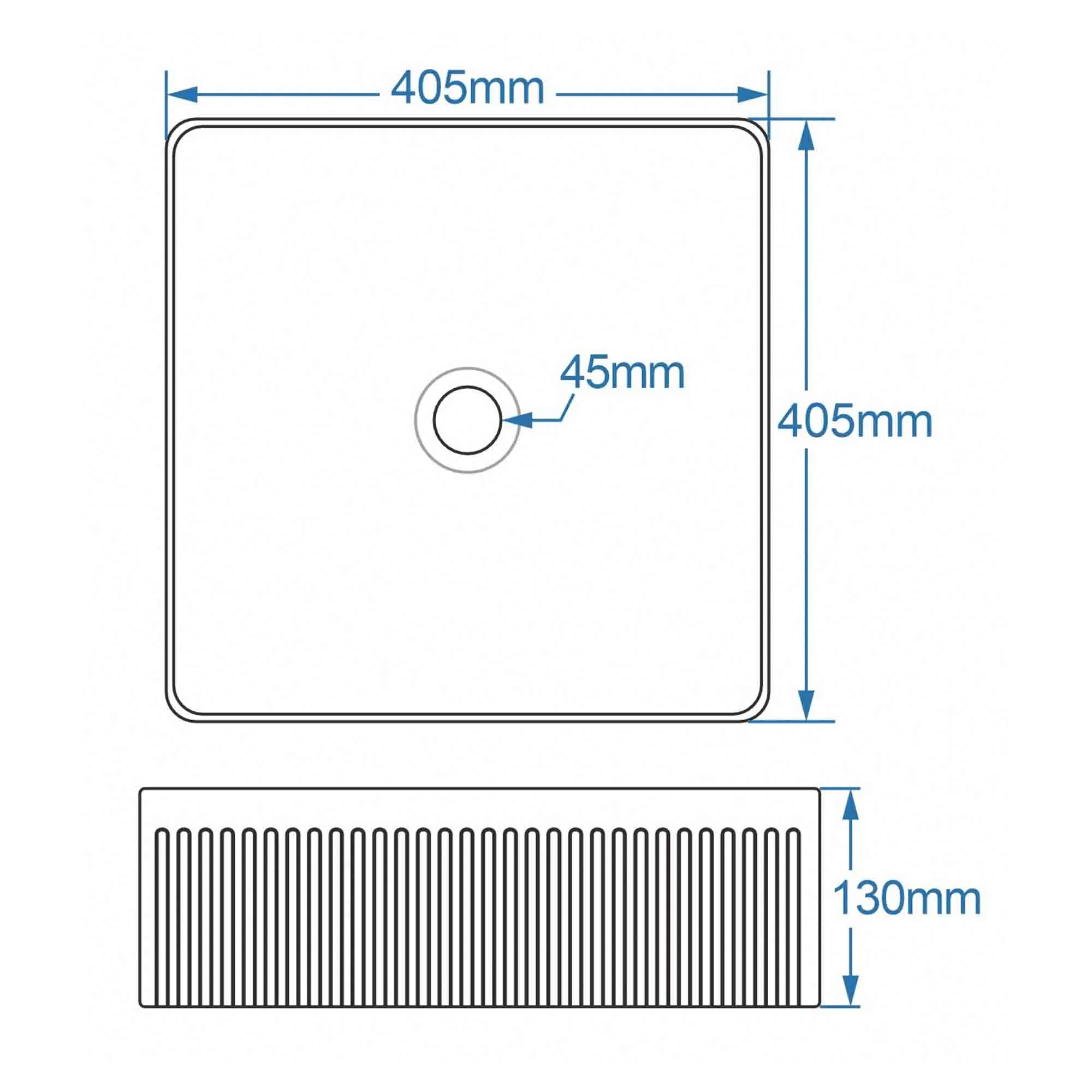 Florence Fluted Square Countertop Basin - Gloss White
