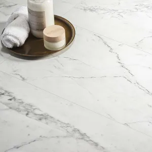 Florentina Marble Avenue White 3D Honed Porcelain Tile 60x120cm