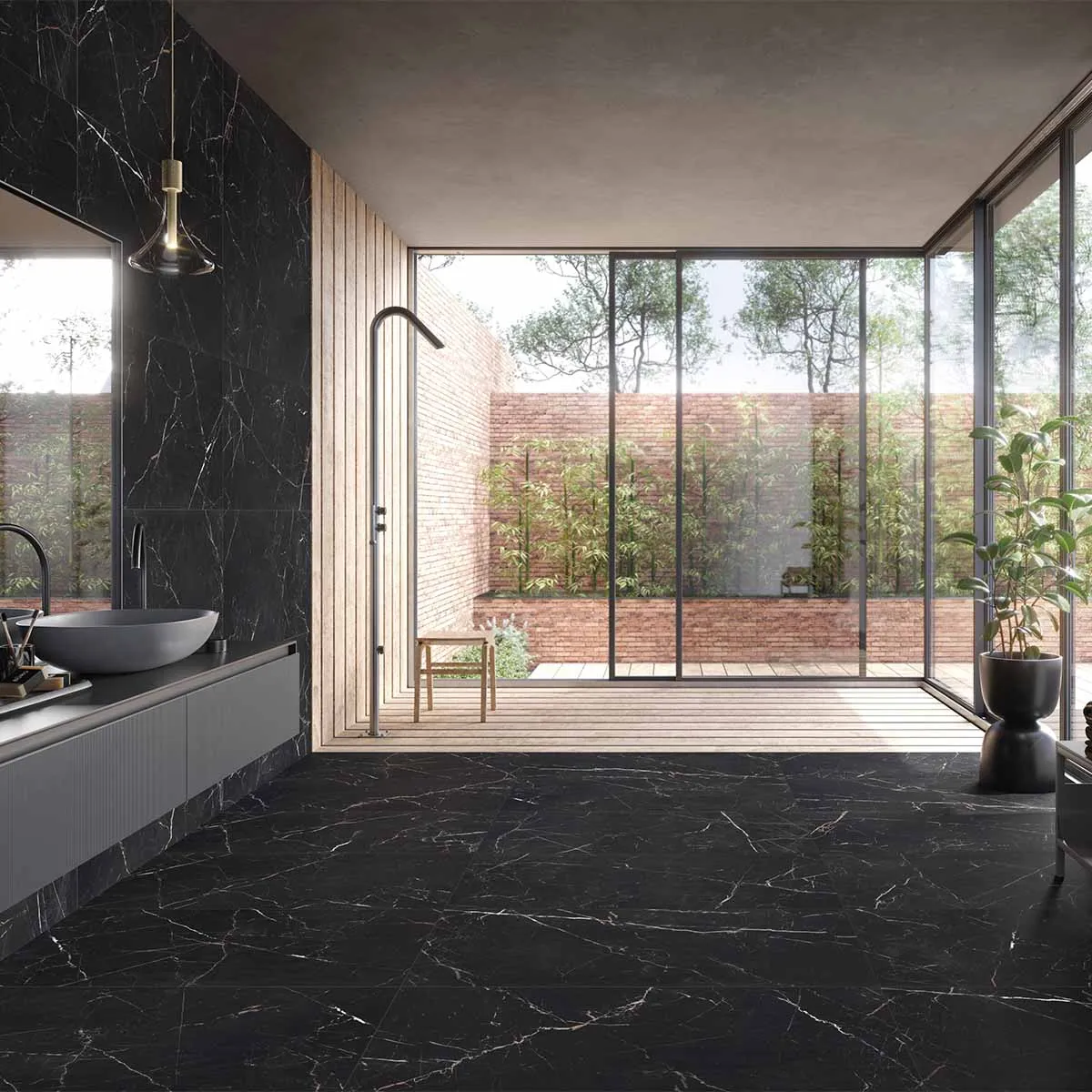 Florentina Marble Venice Black 3D Honed Porcelain Tile 60x120cm