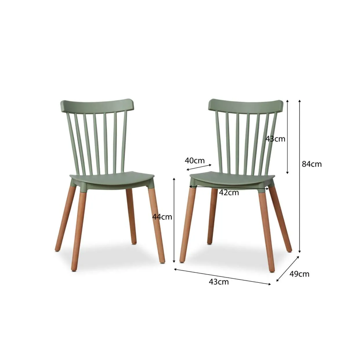 Frida Dining Chair - Set of 2 - Sage Green Mocka
