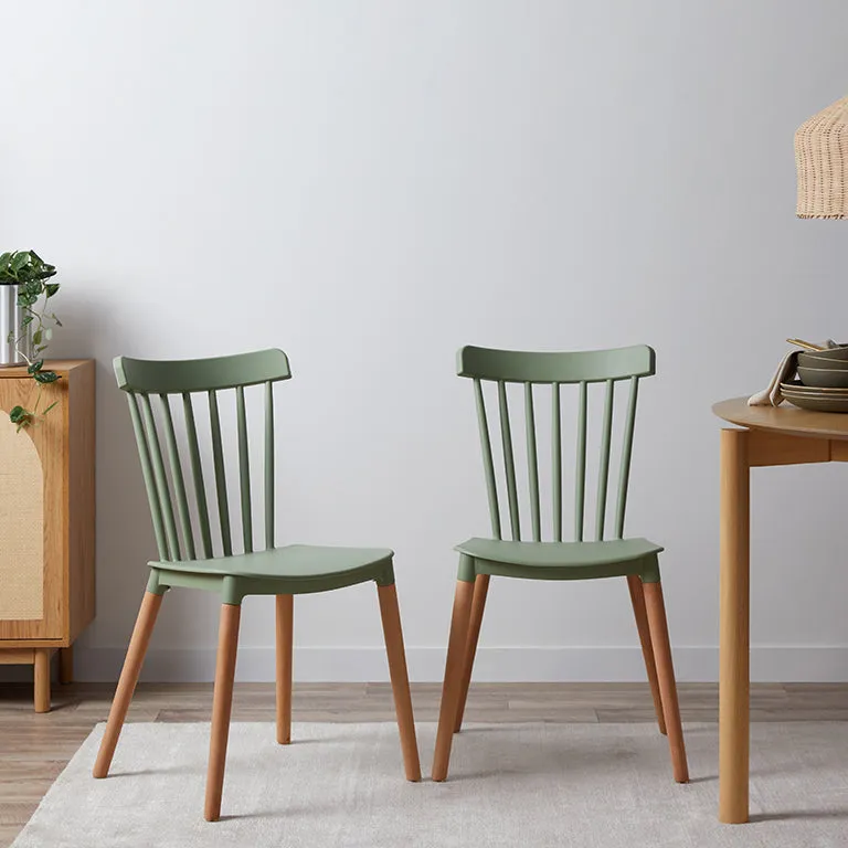 Frida Dining Chair - Set of 2 - Sage Green Mocka