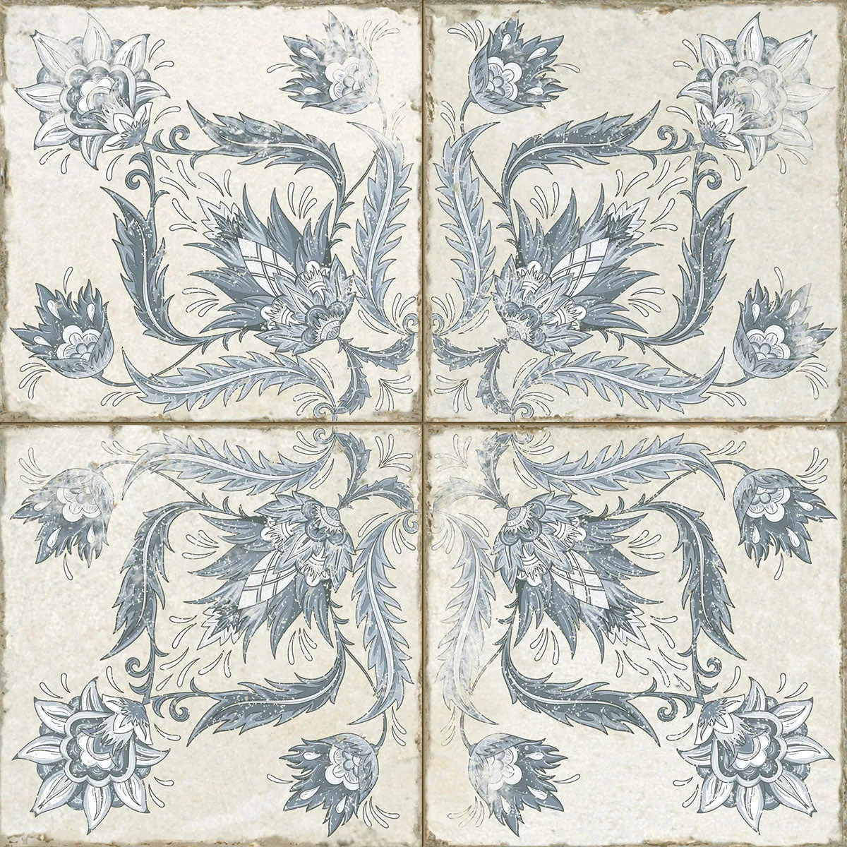 FS Ivy Blue Patterned Tile 45x45cm Matt