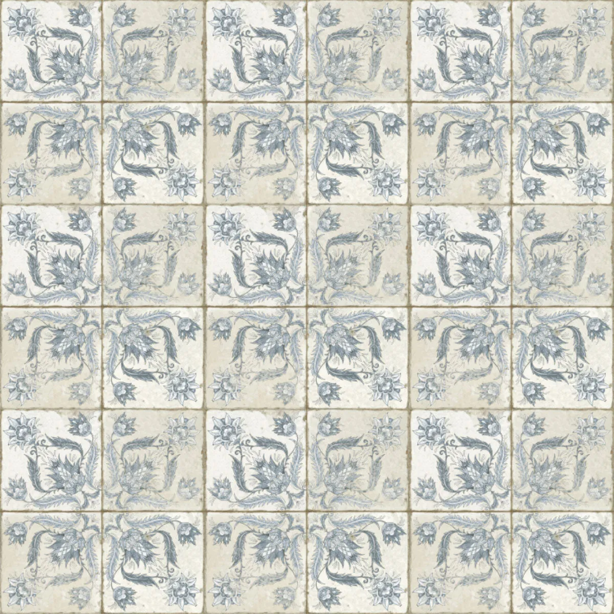 FS Ivy Blue Patterned Tile 45x45cm Matt