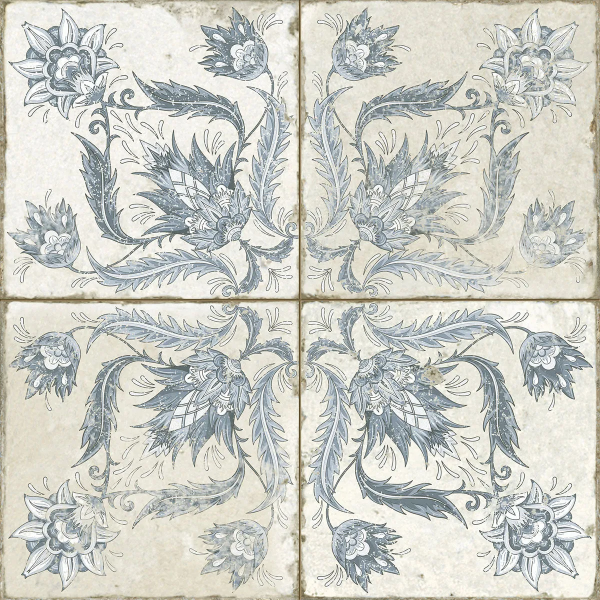FS Ivy Blue Patterned Tile 45x45cm Matt