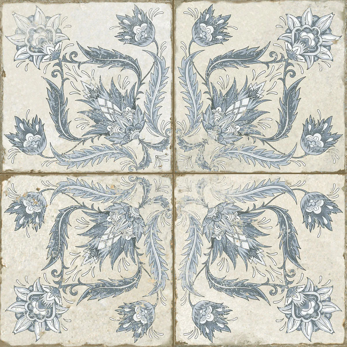 FS Ivy Blue Patterned Tile 45x45cm Matt