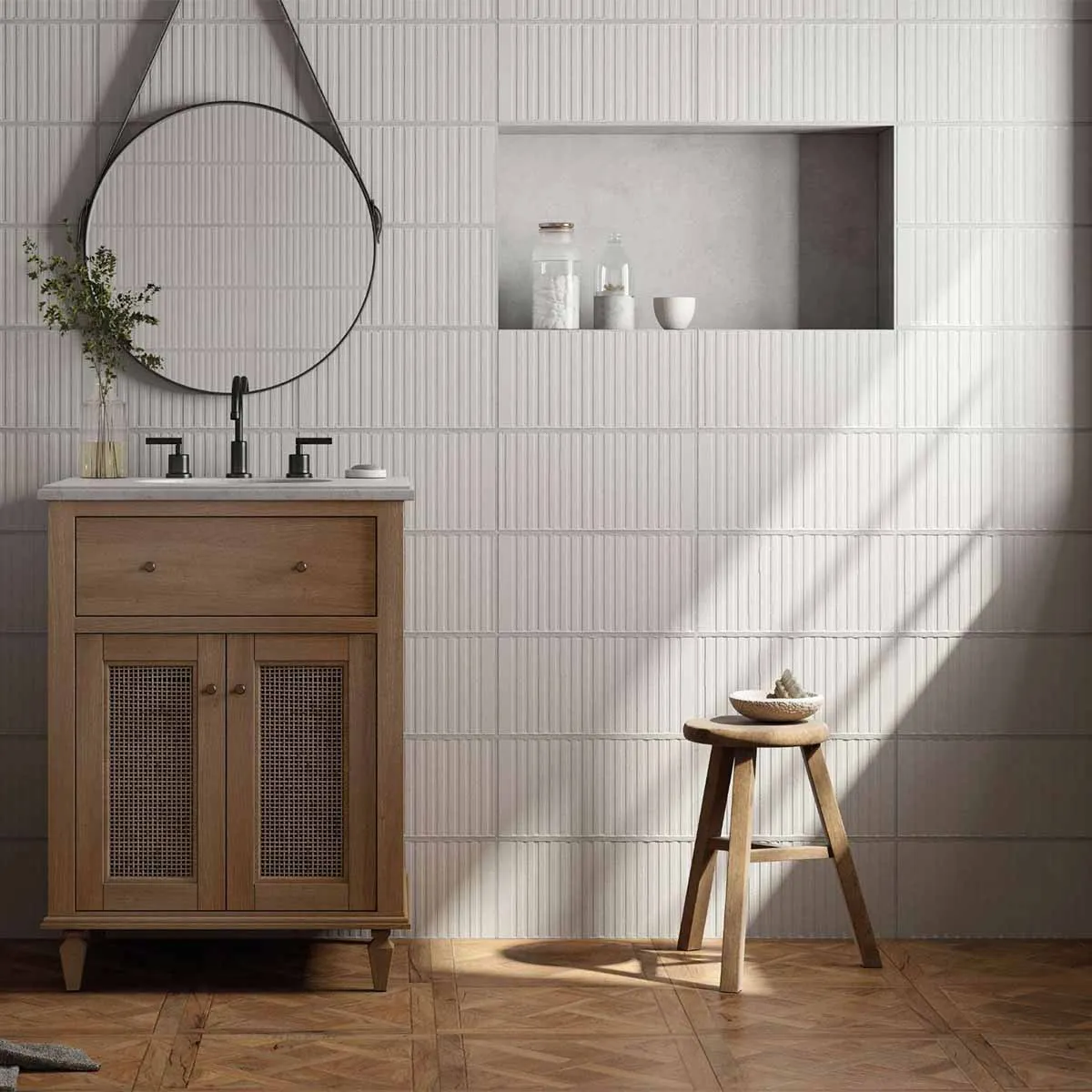 FS Loft White Decor Wall Tile 20x40cm Matt