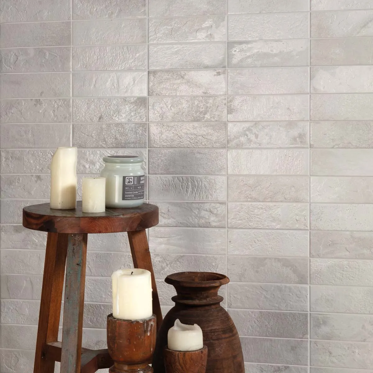 FS Raku White Decor Wall Tile 20x40cm Matte