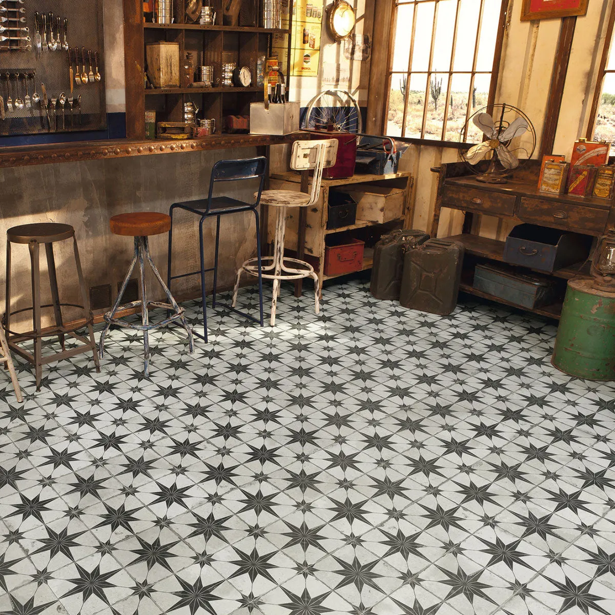 FS Star-N Black Patterned Tile 45x45cm Matt